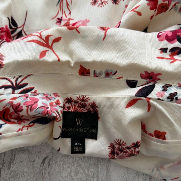 Worthington Sasha Floral Blazer 3/4 Ruched Sleeve Light Shoulder Pad Office XXL - Picture 8 of 11